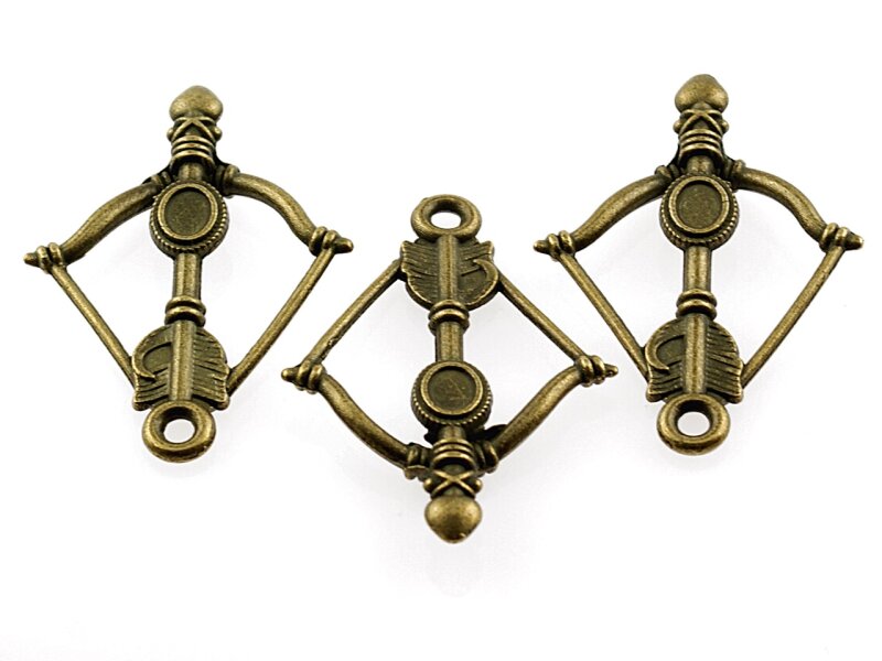 3 Anhänger "Armbrust" in vintage bronzefarben