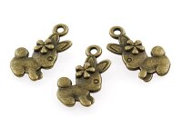 10 kleine Häschen Anhänger in vintage Bronze