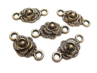6 Verbinder als Blume in vintage Bronze