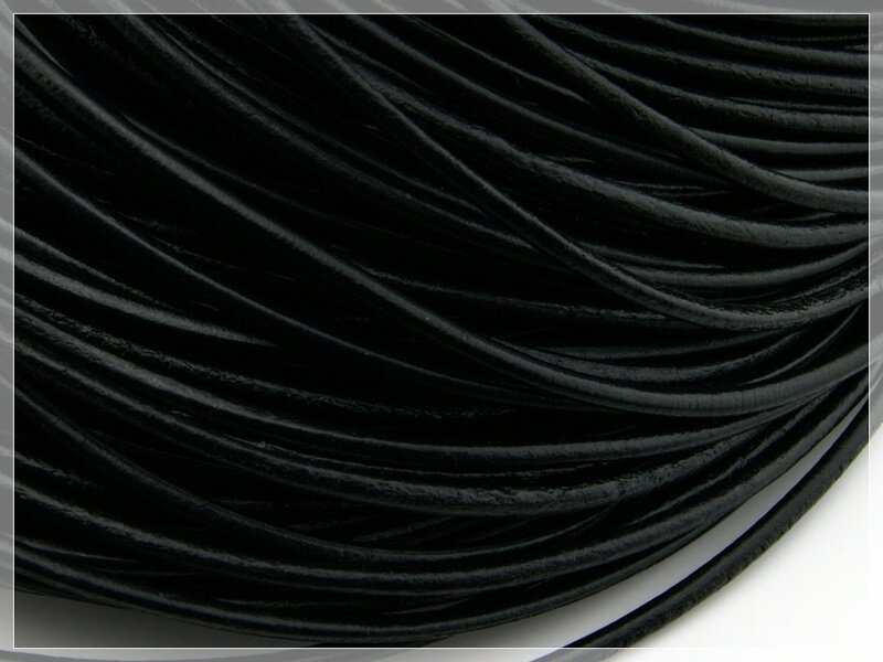 2 m echtes Lederband schwarz 3 mm