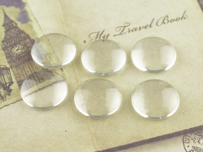 6 Cabochon Glas klar, 16 mm