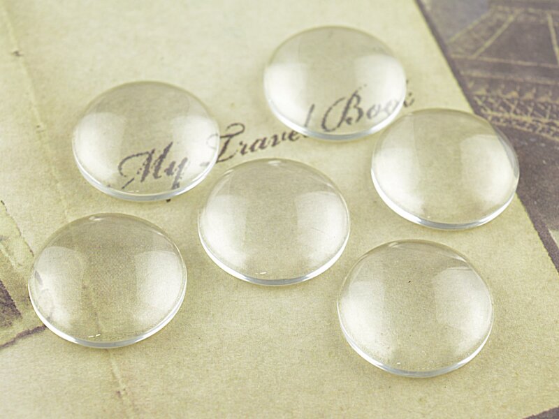 6 Cabochon 18 mm Glas klar