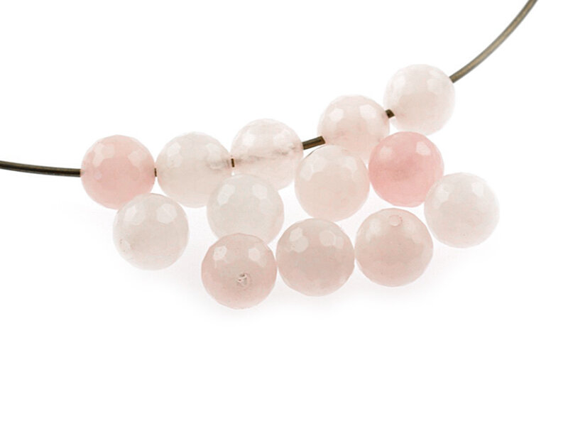 6 Rosenquarzperlen in rosè, 8 mm