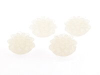 4 Cabochons Blume in weiß gefrostet, 15 mm