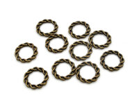 geflochtene Ringe in antik bronzefarben 15 mm 10er Set