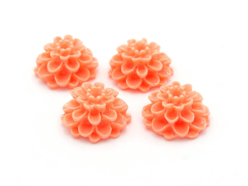 Blumencabochons 14mm in apricot 4 Stück