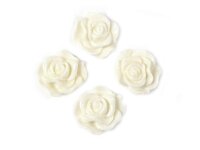 4 Cabochon Rosen weiß, 14 mm