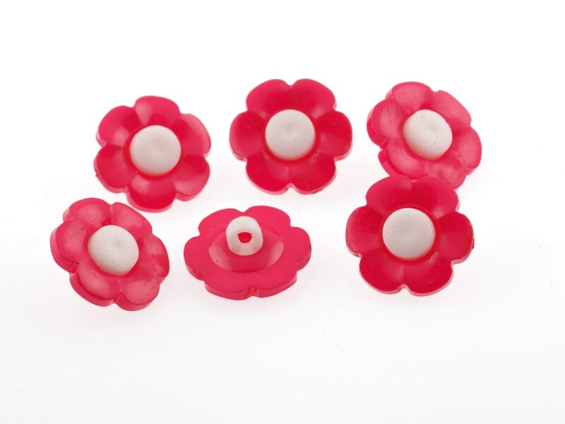 10 Knöpfe als Blume in pink, 17 mm