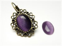 6 Cabochons oval 14 x 10 mm Cateye Glas amethyst