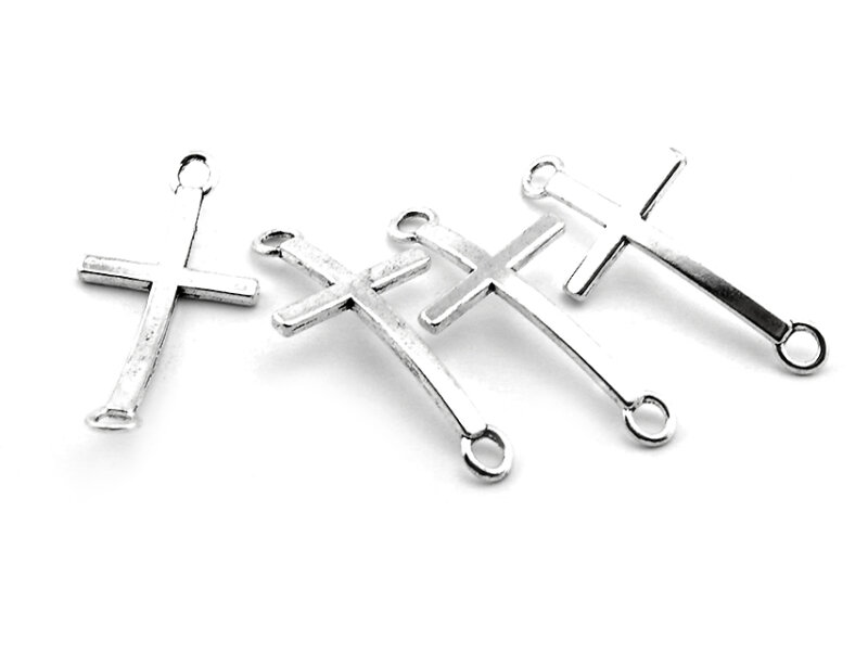 8 Verbinder als Kreuz in antik silberfarben, 44 mm