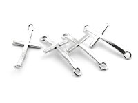 8 Verbinder als Kreuz in antik silberfarben, 44 mm