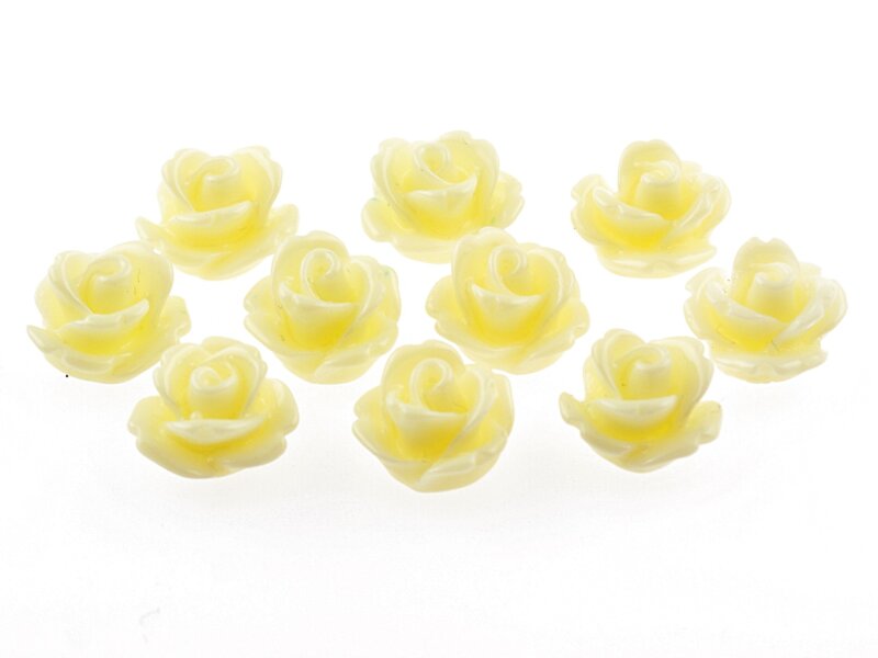 10 Cabochon Röschen in hellgelb, 10 mm