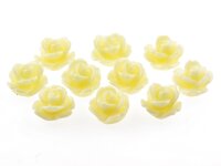 10 Cabochon Röschen in hellgelb, 10 mm