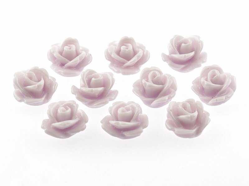 10 Cabochon Röschen in zart flieder, 10 mm