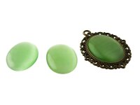 2 Cabochons 25*18 mm Cateye Glas hellgrün
