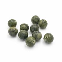 Jadeperlen 10 mm in olivgrün 10 Stück