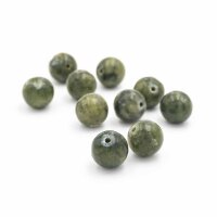 Jadeperlen 10 mm in olivgrün 10 Stück