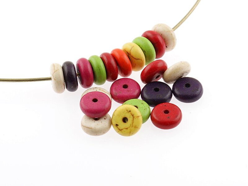 40 Halbedelsteine aus Türkis in bunt, 8 mm