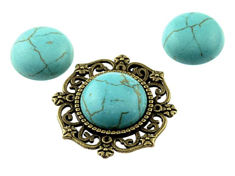 4 Halbedelsteincabochons aus Türkis, 14 mm