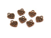 10 Herzen "Made with love" in vintage Kupfer