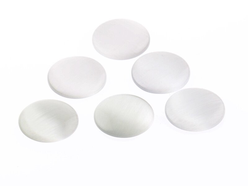 6 Cabochons aus Cateyeglas in grau, 14 mm