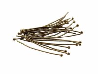 40 dünne Kugelkopfstifte in antik Bronze, 3 cm
