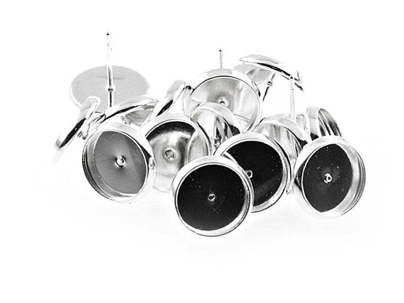 Ohrstecker in silberfarben für 10 mm Cabochon 10 Stück