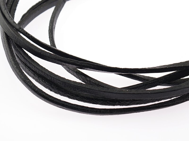 2 m echtes Lederband in schwarz, 3 mm breit