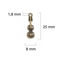 Anhänger Geige in antik bronze 8 Stück