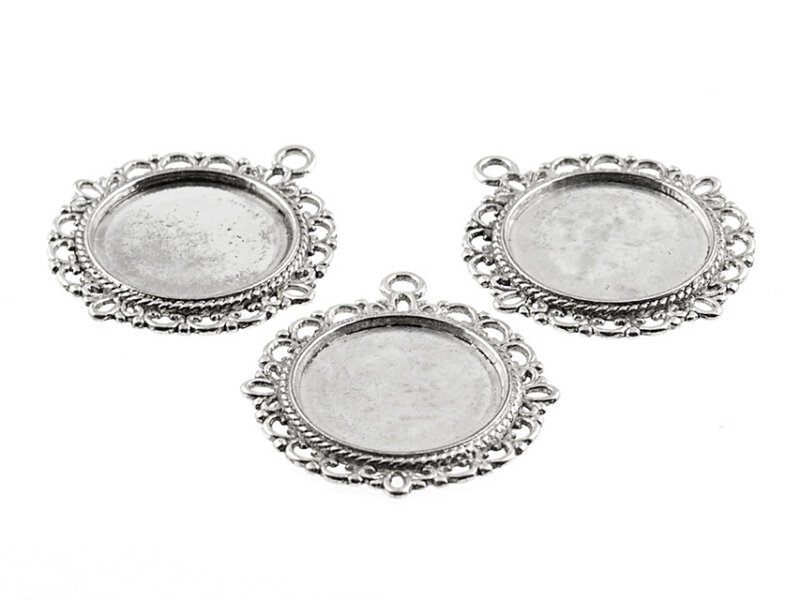4 Rahmen in antik silber für 20 mm Cabochon