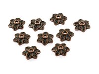 10 Perlkappen in antik Kupfer als Blume