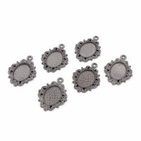 Fassungen in Gunmetal für 10 x 14 mm Cabochons 6...