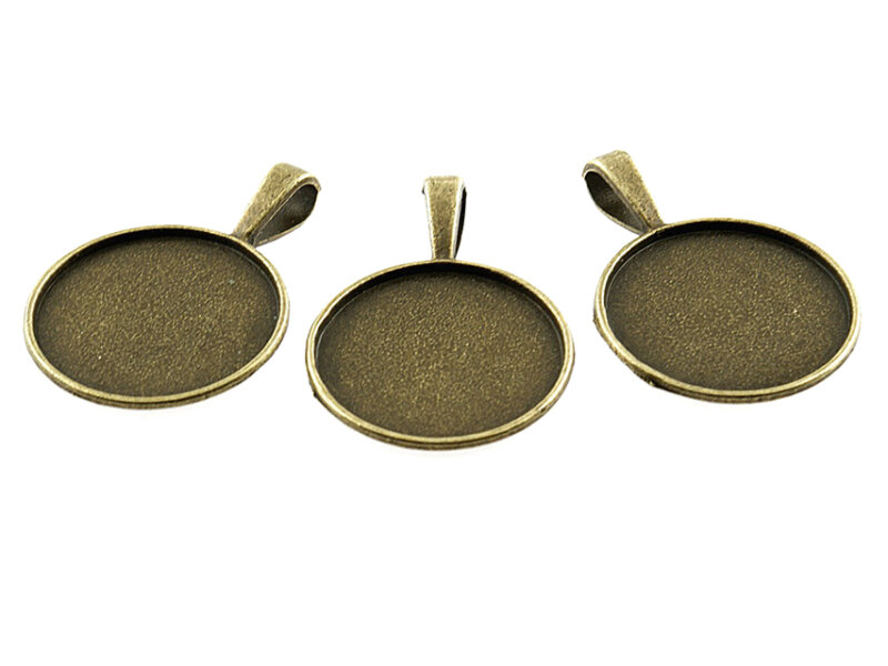 4 Fassungen in antik Bronze für 25 mm Cabochons