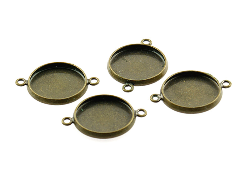 4 Rahmen als Verbinder in antik Bronze für 14 mm Cabochons