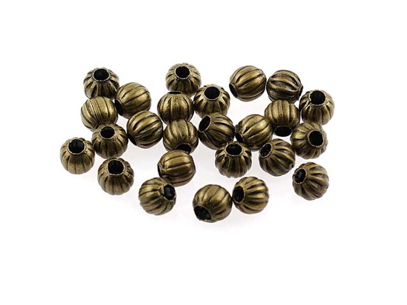 50 Zwischenperlen in antik Bronze, 6 mm