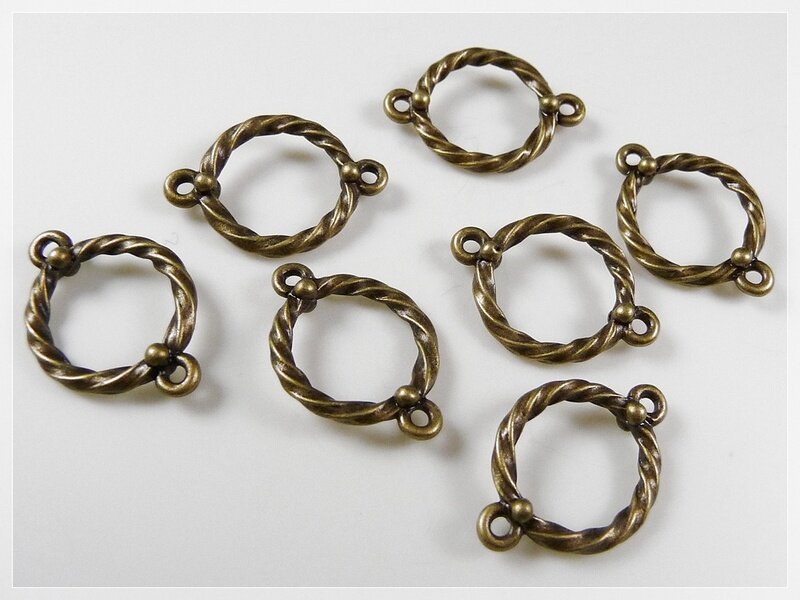8 Verbinder als Ring in vintage Bronze