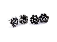 4 Blumenohrstecker in antik silberfarben