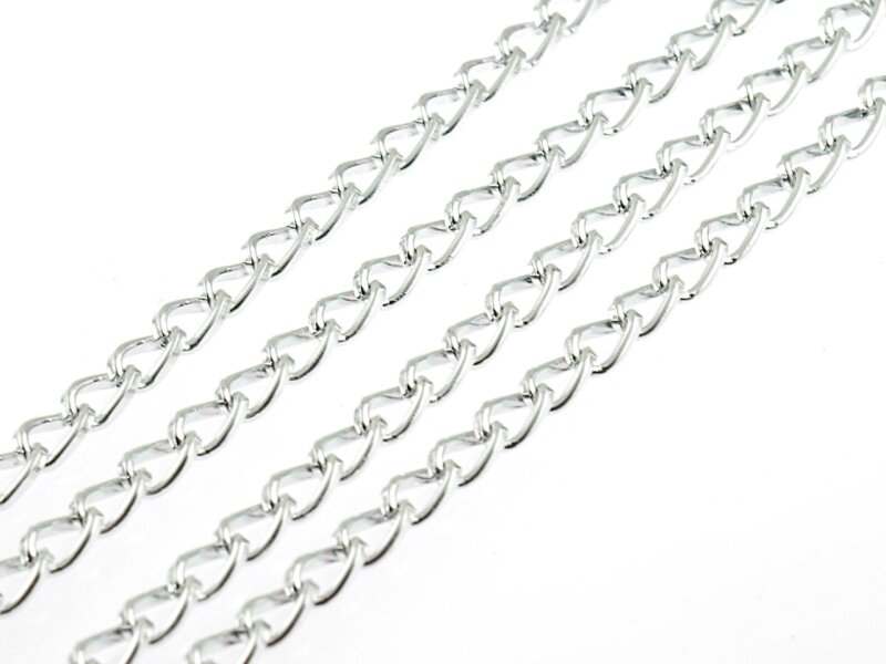 2 m Gliederkette in silberfarben platiniert aus Aluminium