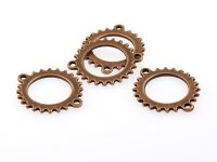 4 schlichte Zahnräder als Verbinder in antik Kupfer