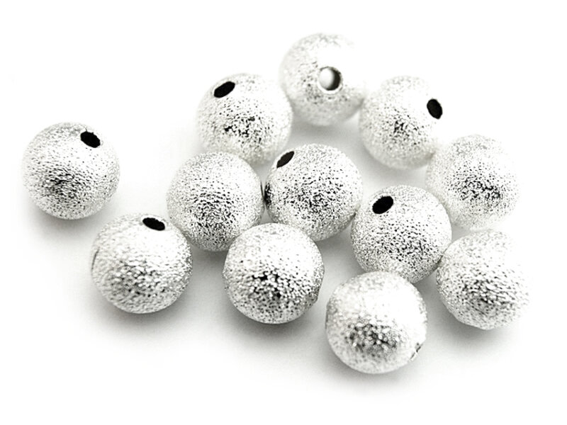 10 Glitzerperlen in silberfarben, 8 mm