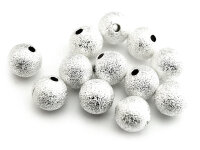 10 Glitzerperlen in silberfarben, 8 mm