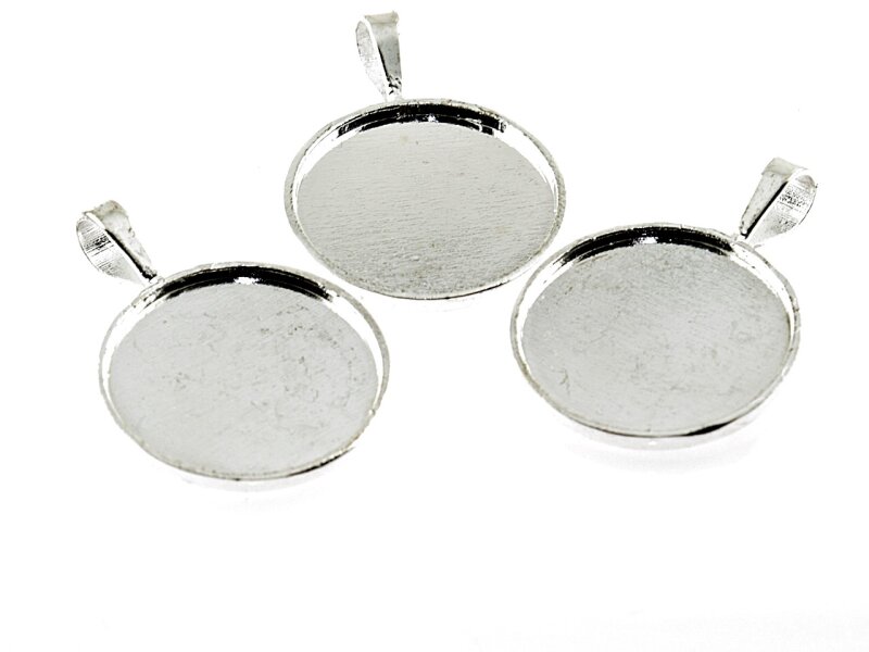 2 schlichte Rahmen in silberfarben platiniert für 25 mm Cabochon