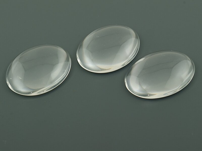 2 Cabochons Glas klar, 40 x 30 mm