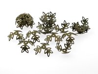 50 filigrane Perlkappen "Ast" in antik Bronze,...
