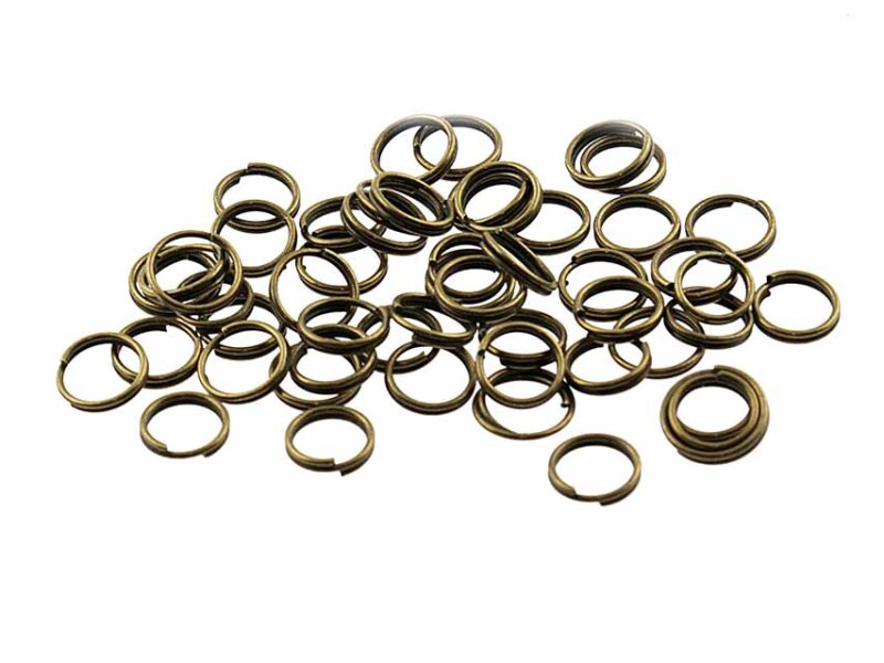 50 doppelte Splitringe in vintage Bronze, 7 mm