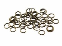 50 doppelte Splitringe in vintage Bronze, 7 mm