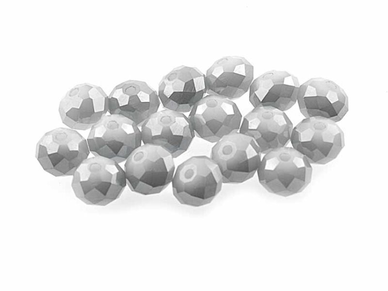 20 Glasschliffperlen in grau, 8 mm