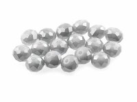 20 Glasschliffperlen in grau, 8 mm