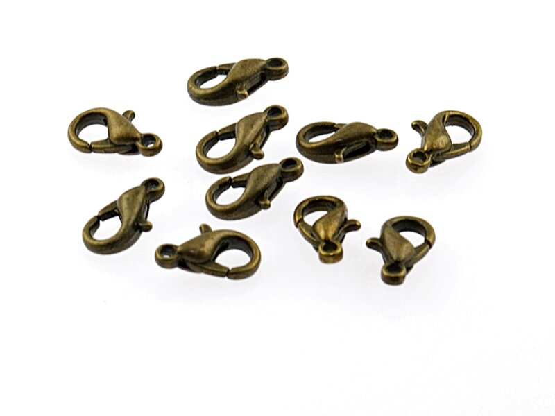 12 Karabiner in antik Bronze, 10 mm