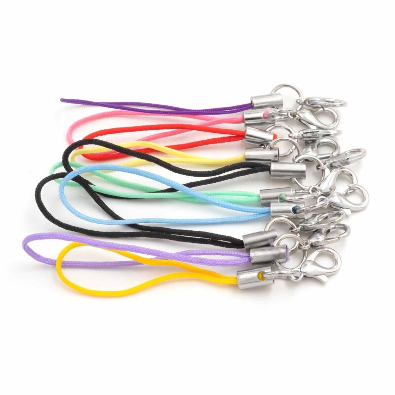 10 Handyanhänger im Farbmix mit Karabiner